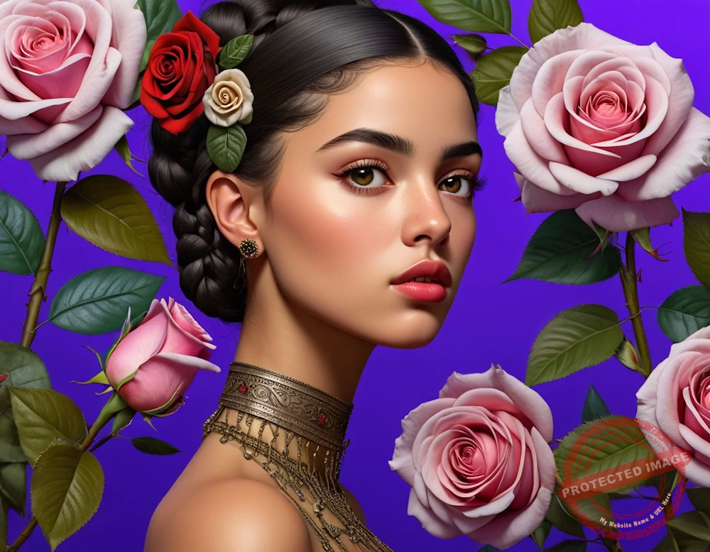 Latina-Portrait-Art-Print – Rosa Heritage Style #001